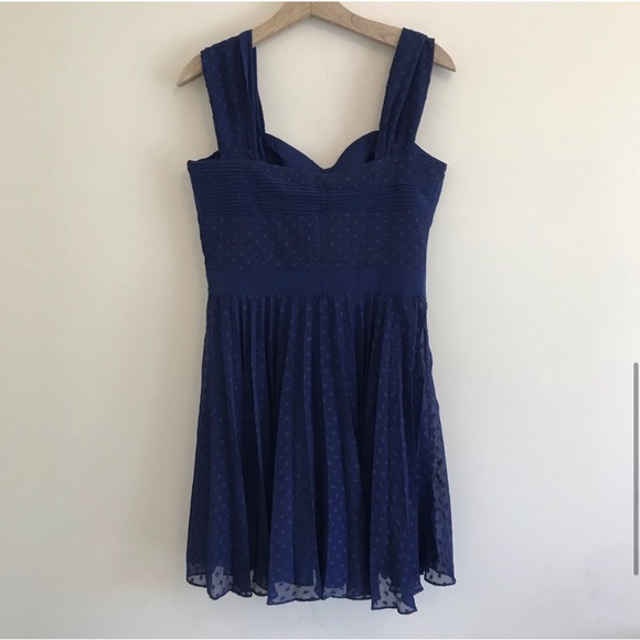 Reiss Melia Fit and Flare Navy Dot Dress - Picture 3 of 6